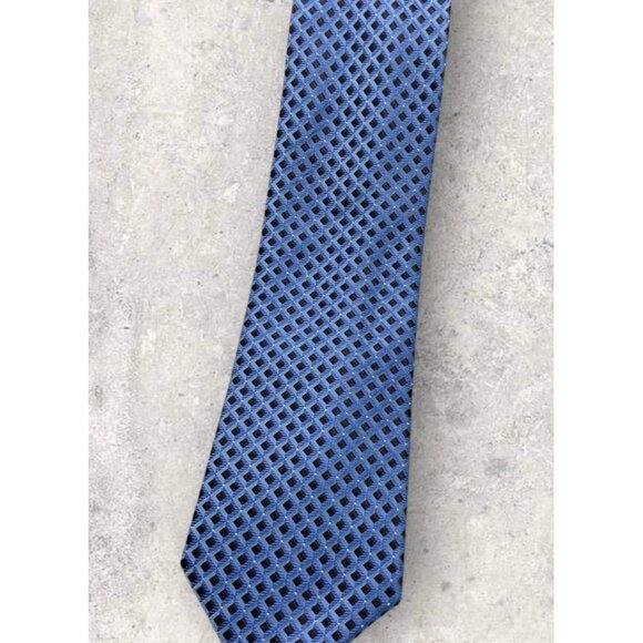 HATHAWAY Silk Tie XL Blue Brown Geometric W:3.6" EUC - Picture 5 of 5